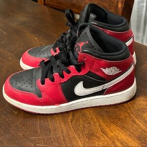 Nike Air Jordans Youth Black and Red Sneakers